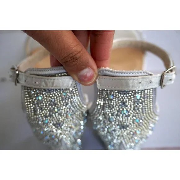 SheSole Open Toe Strappy Low Block Heel Bling Rhinestone Sandal - Size 42/ US 11 - Picture 8 of 12